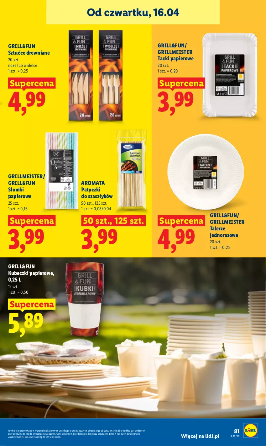 Gazetka promocyjna Lidl - Gazetka ważna od 16.04 do 18.04 - ważna 16.04 do 18.04.2026 - strona 81 - produkty: Grill, Noż, Papier, Talerz