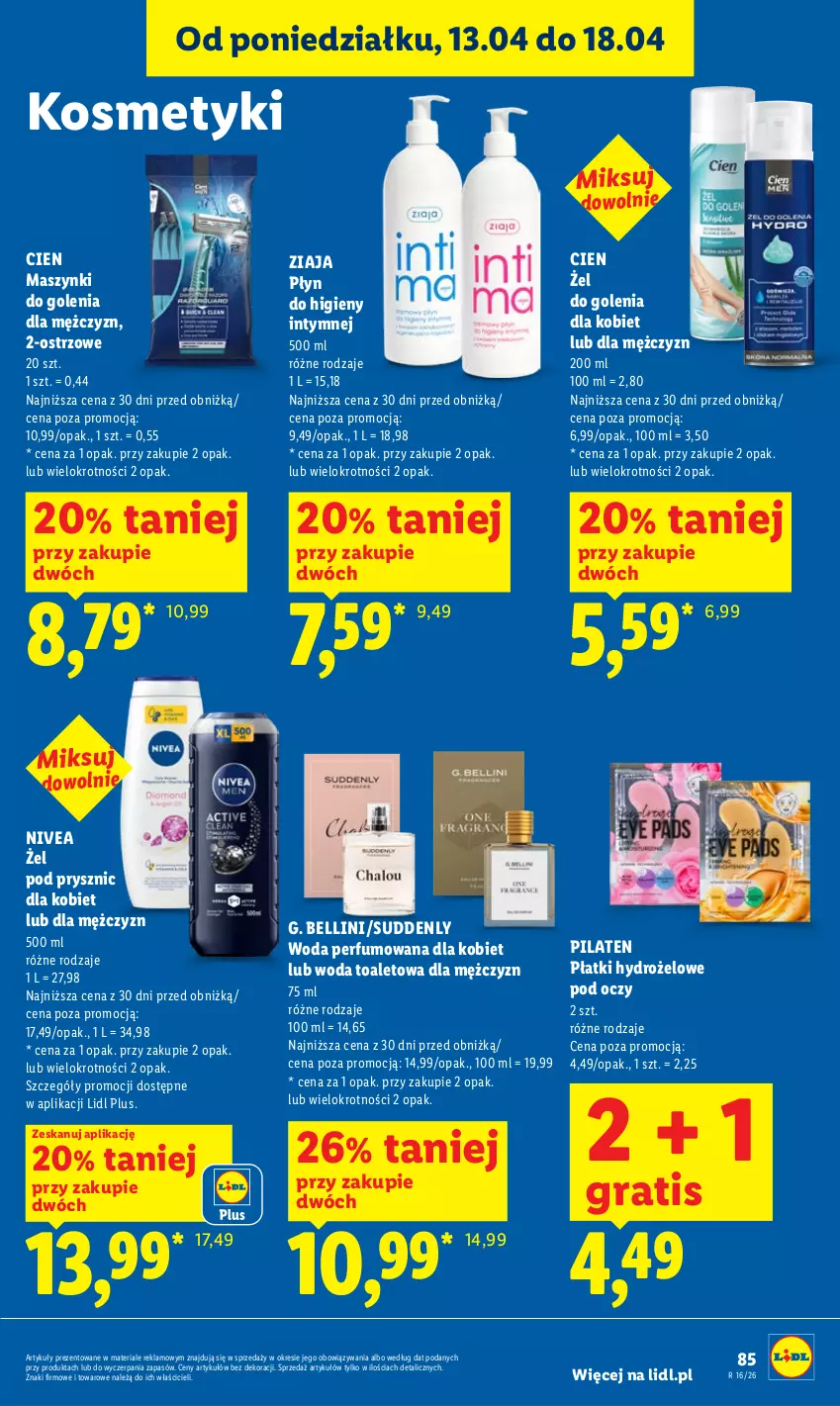 Gazetka promocyjna Lidl - Gazetka ważna od 16.04 do 18.04 - ważna 16.04 do 18.04.2026 - strona 85 - produkty: Bell, Gra, Nivea, Perfum, Płyn do higieny intymnej, Woda, Woda perfumowana, Woda toaletowa, Ziaja