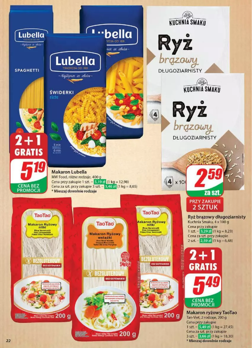 Gazetka promocyjna Dino - ważna 11.06 do 17.06.2025 - strona 15 - produkty: Bell, Bella, Koc, Kuchnia, Lubella, Makaron, Makaron ryżowy, Ryż, Spaghetti, TaoTao