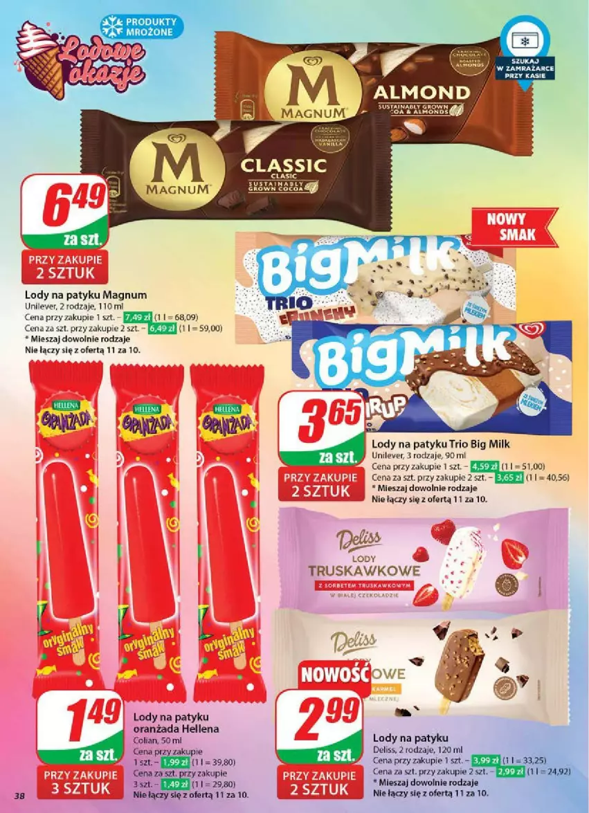 Gazetka promocyjna Dino - ważna 11.06 do 17.06.2025 - strona 32 - produkty: Big Milk, Deliss, Hellena, Lody, Oranżada