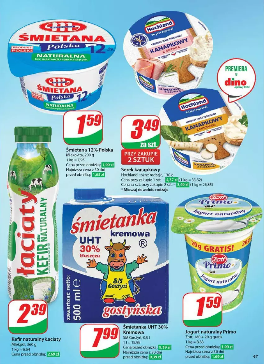 Gazetka promocyjna Dino - ważna 11.06 do 17.06.2025 - strona 42 - produkty: Hochland, Jogurt, Jogurt naturalny, Kefir, Kefir naturalny, Por, Ser, Serek, Serek kanapkowy