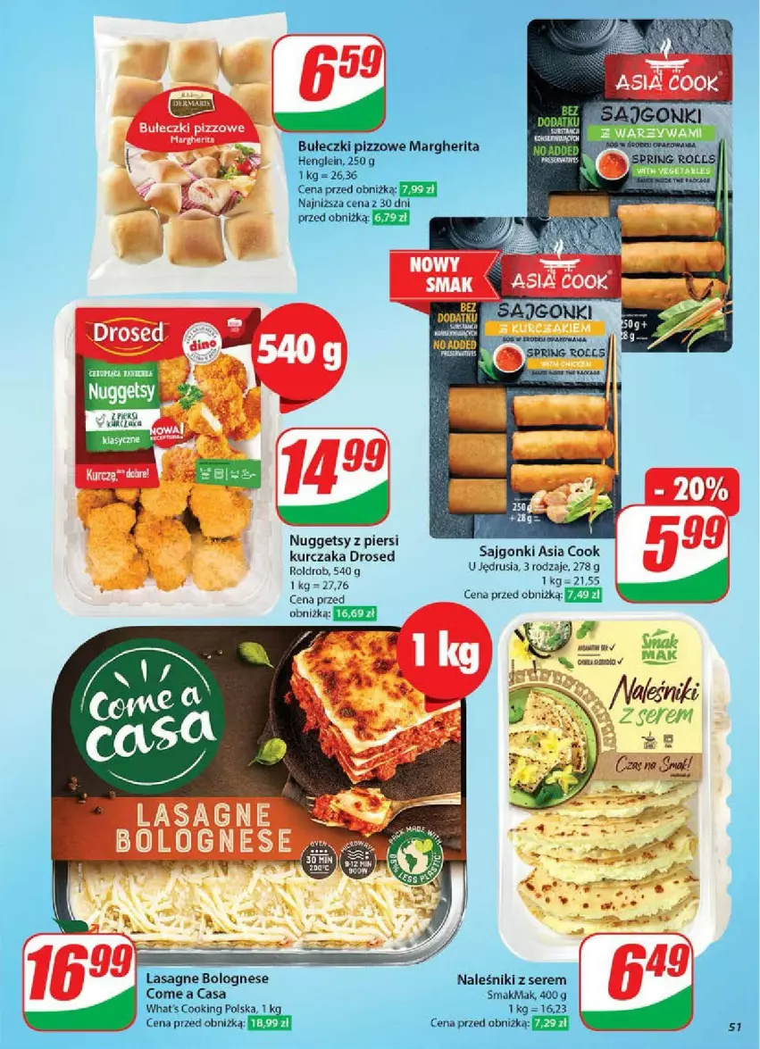 Gazetka promocyjna Dino - ważna 11.06 do 17.06.2025 - strona 47 - produkty: Bułeczki, Kurczak, Lasagne, Lasagne bolognese, Naleśniki, Sajgonki, Ser