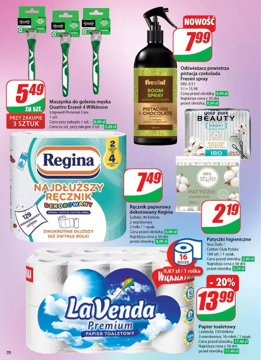 Gazetka promocyjna Dino - ważna 11.06 do 17.06.2025 - strona 68 - produkty: Czekolada, Gin, Maszynka, Maszynka do golenia, Odświeżacz powietrza, Papier, Papier toaletowy, Pur, Ręcznik, Rolki, Szynka