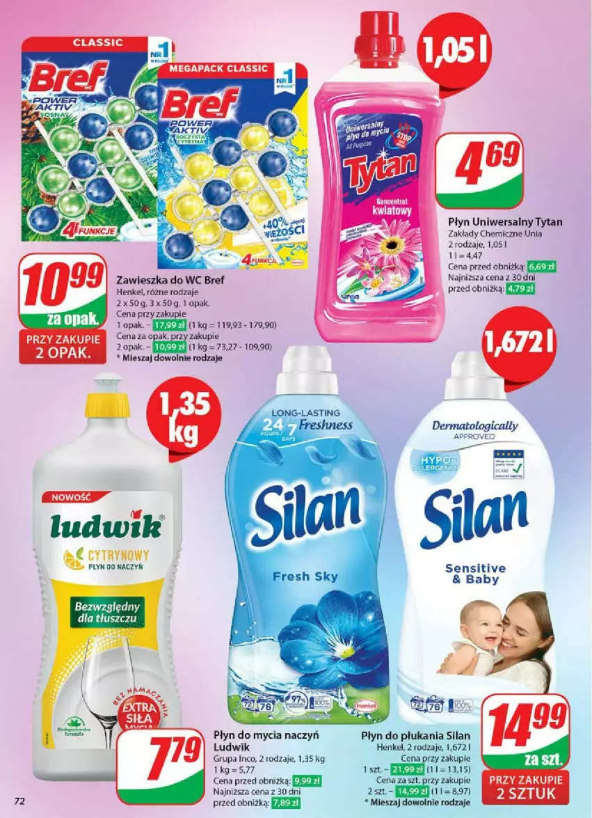 Gazetka promocyjna Dino - ważna 11.06 do 17.06.2025 - strona 70 - produkty: Bref, Do mycia naczyń, Ludwik, Płyn do mycia, Płyn do mycia naczyń, Płyn do płukania, Silan, Tytan, Zawieszka do wc