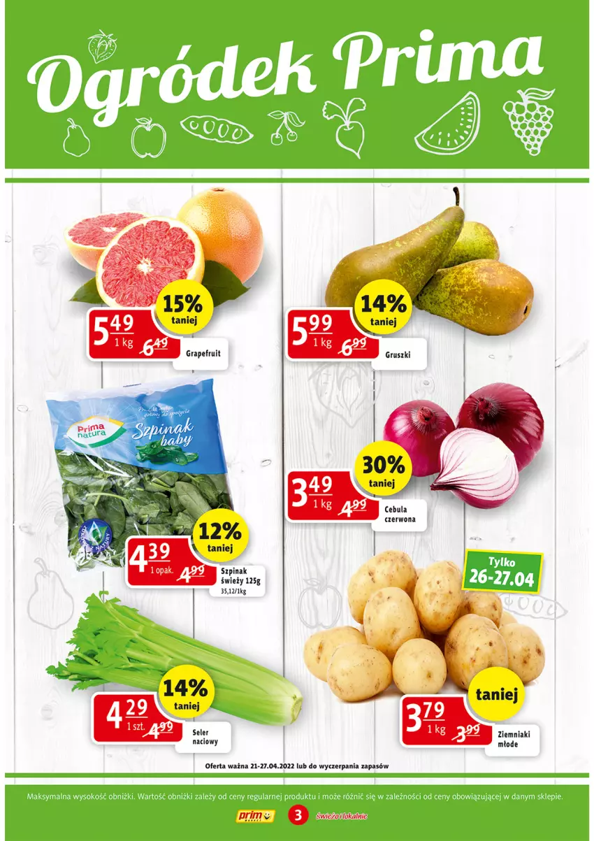 Gazetka promocyjna Prim Market - ważna 21.04 do 27.04.2022 - strona 3 - produkty: Cebula, Cebula czerwona, Ziemniaki