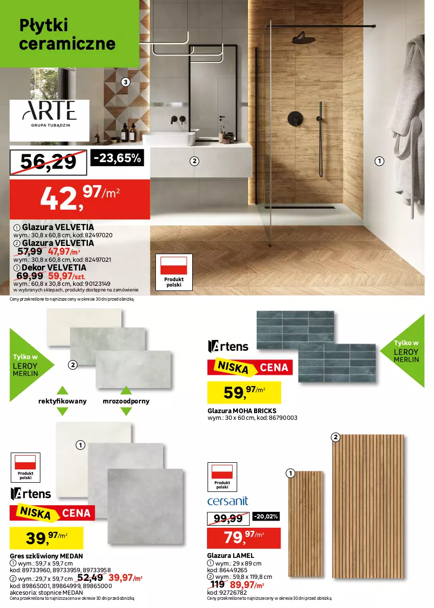 Gazetka promocyjna Leroy Merlin - Gazetka Leroy Merlin - ważna 15.07 do 11.08.2026 - strona 16 - produkty: Dove, Glazura, Gres, Gres szkliwiony, Lazur, Por, Tago, Top, Velvet