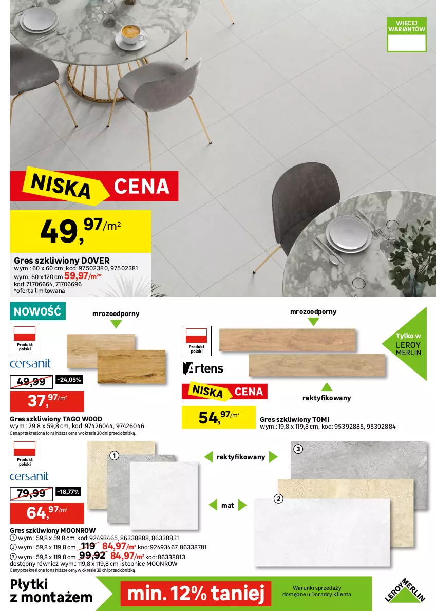Gazetka promocyjna Leroy Merlin - Gazetka Leroy Merlin - ważna 15.07 do 11.08.2026 - strona 17 - produkty: Dove, Glazura, Gres, Gres szkliwiony, Lazur, Por, Tago, Top, Velvet