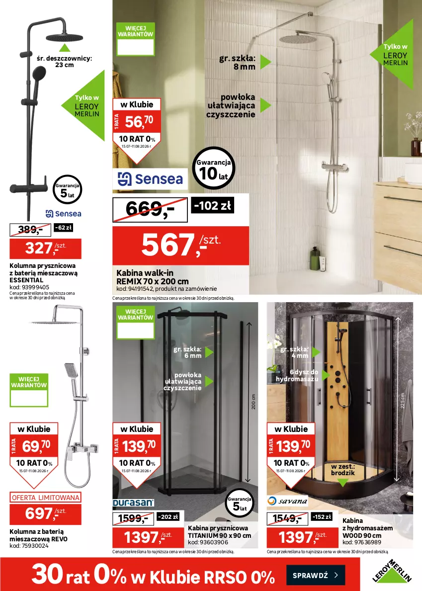 Gazetka promocyjna Leroy Merlin - Gazetka Leroy Merlin - ważna 15.07 do 11.08.2026 - strona 21 - produkty: Bateria, Bateria umywalkowa, Brodzik, Dozownik, Gra, Grafika, Kabina prysznicowa, Kabina z hydromasażem, Kubek, Lustro, Lustro LED, Mydelniczka, Szafka, Szafka pod umywalkę, Szczotka, Umywalka