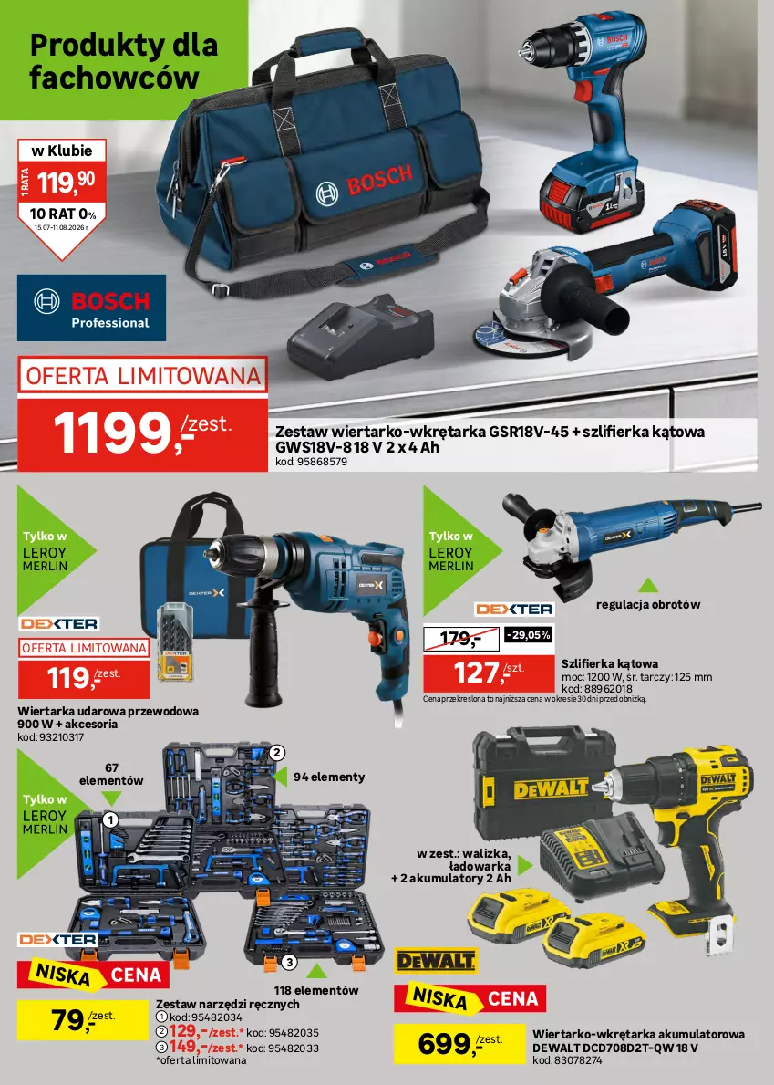 Gazetka promocyjna Leroy Merlin - Gazetka Leroy Merlin - ważna 15.07 do 11.08.2026 - strona 26 - produkty: Akumulator, Fa, Pistolet, Szlifierka, Szlifierka kątowa, Tarka, Walizka, Warka, Wiertarka, Wiertarka udarowa, Wkręt, Wkrętarka, Zestaw narzędzi