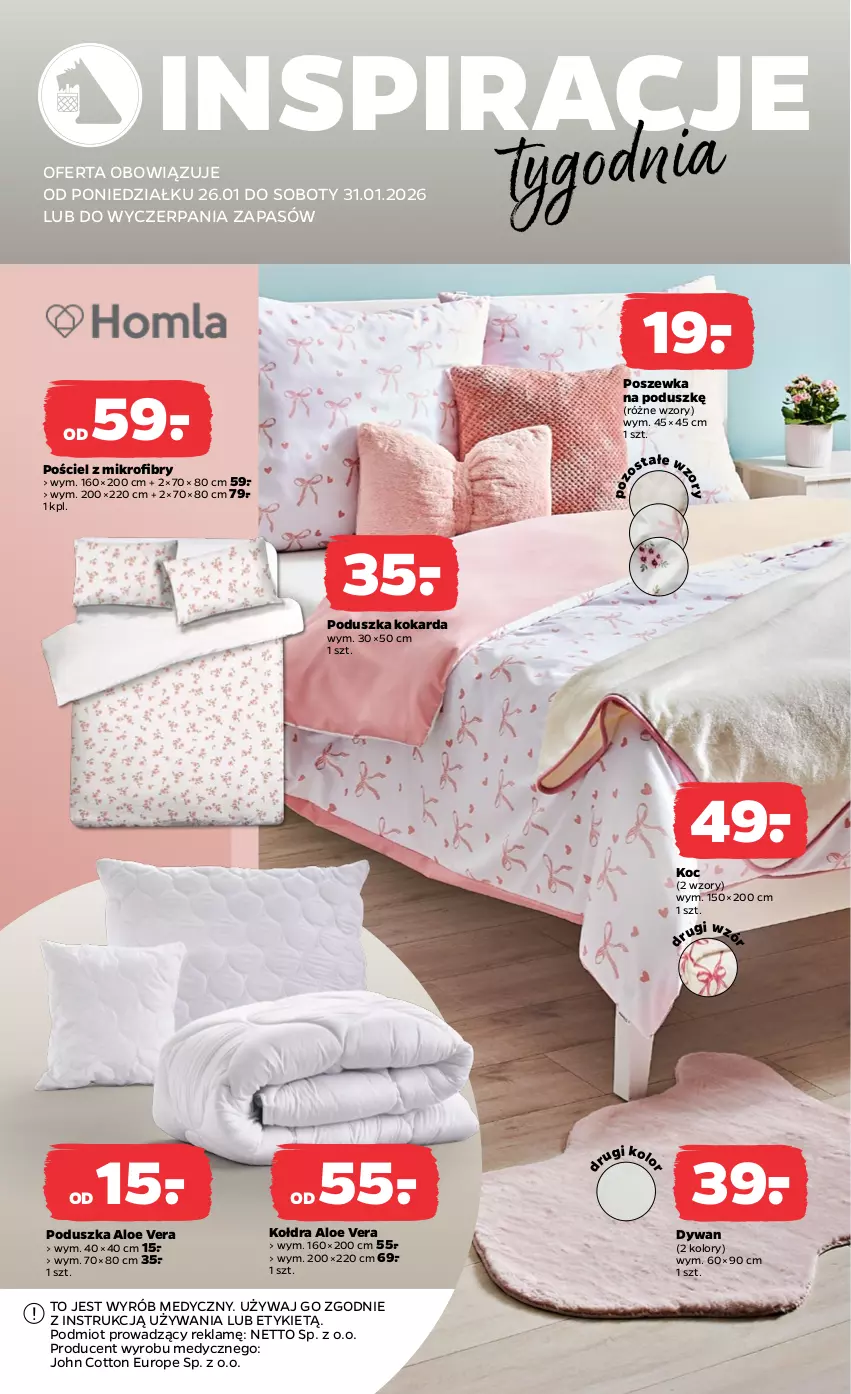Gazetka promocyjna Netto - Od Poniedziałku - ważna 26.01 do 31.01.2026 - strona 2 - produkty: Aloe vera, Dywan, Koc, Kołdra, Poduszka, Pościel, Poszewka