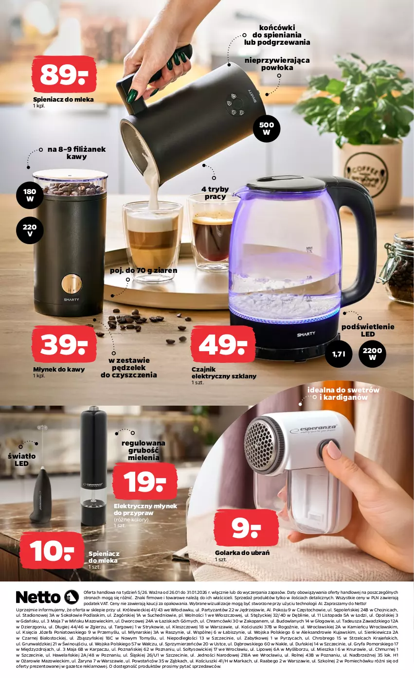 Gazetka promocyjna Netto - Od Poniedziałku - ważna 26.01 do 31.01.2026 - strona 3 - produkty: Czajnik, Czajnik elektryczny, Fa, Golarka, Gry, Kardigan, Karp, Kujawski, Młynek, Młynek do kawy, Podlaski, Sok, Stock, Top, Wino