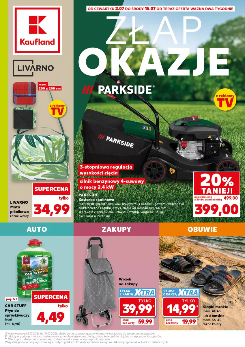 Gazetka promocyjna Kaufland - Kaufland - ważna 02.07 do 15.07.2026 - strona 1 - produkty: Ivar, Klapki, Płyn do spryskiwaczy, Top, Waga, Wózek, Wózek na zakupy