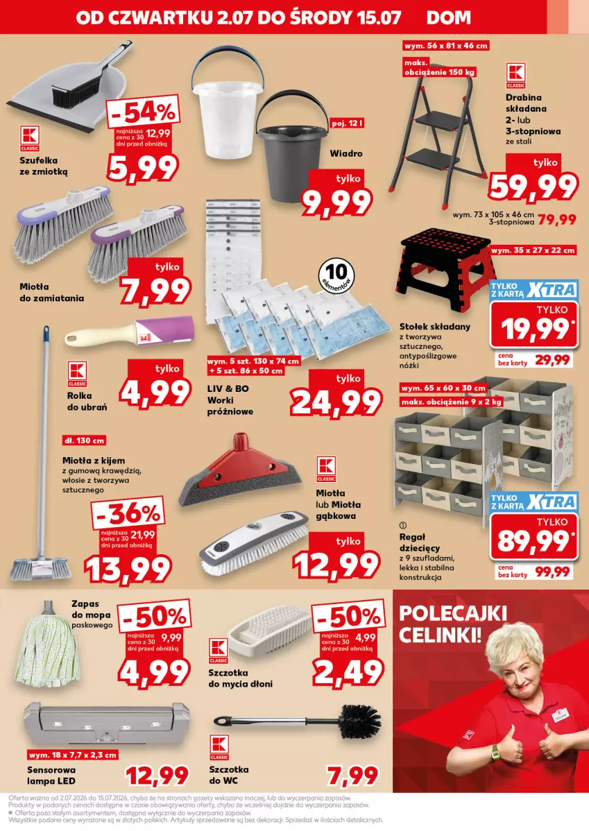 Gazetka promocyjna Kaufland - Kaufland - ważna 02.07 do 15.07.2026 - strona 13 - produkty: Drabina, Dzieci, Kije, Lampa, Lampa LED, Miotła, Mop, Regał, Stołek, Szczotka, Szufelka, Top, Wiadro