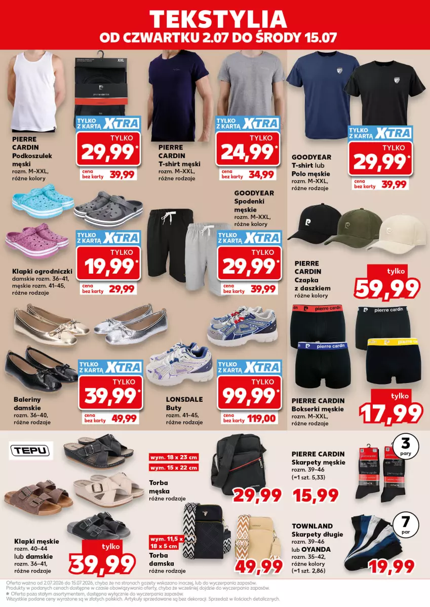 Gazetka promocyjna Kaufland - Kaufland - ważna 02.07 do 15.07.2026 - strona 15 - produkty: Baleriny, Bokserki, Buty, Czapka, Karp, Klapki, Kosz, Pierre Cardin, Podkoszulek, Ser, T-shirt, Torba