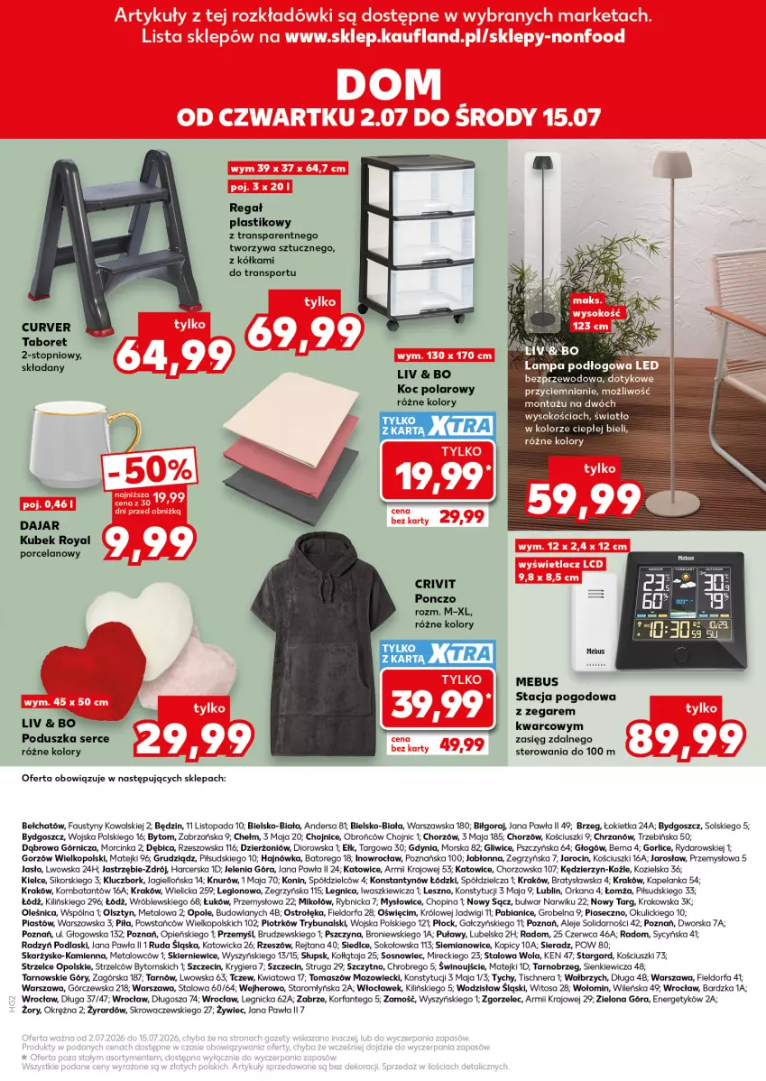 Gazetka promocyjna Kaufland - Kaufland - ważna 02.07 do 15.07.2026 - strona 17 - produkty: BIC, Chrzan, Dior, Fa, Inka, Koc, Kubek, Lampa, Lampa podłogowa, Orka, Piast, Podlaski, Poduszka, Ponczo, Por, Regał, Ser, Sok, Sos, Sport, Stacja pogodowa, Taboret, Top, Tran, Wino, Zegar