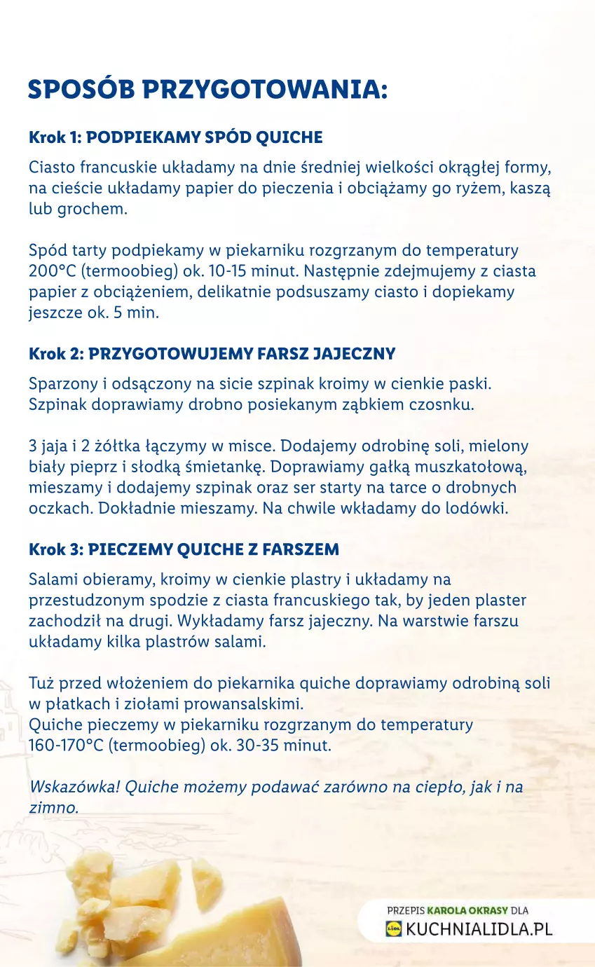 Gazetka promocyjna Lidl - KATALOG W STYLU FRANCUSKIM - ważna 27.09 do 01.10.2021 - strona 13 - produkty: Ciasto francuskie, Fa, Groch, Jaja, Kuchnia, Mus, Papier, Papier do pieczenia, Piec, Piekarnik, Pieprz, Ryż, Salami, Ser, Szpinak