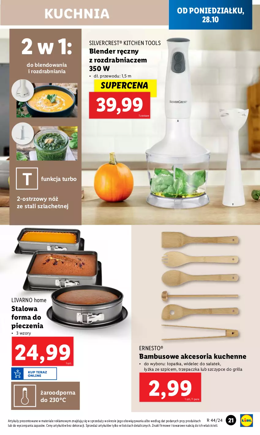 Gazetka promocyjna Lidl - GAZETKA - ważna 28.10 do 02.11.2024 - strona 23 - produkty: Blender, Blender ręczny, Forma do pieczenia, Grill, Ivar, Kuchnia, Piec, Por, Rozdrabniacz, Sałat, Silvercrest, Szczypce, Szpic, Trzepaczka, Widelec