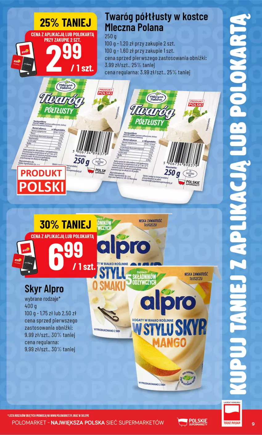 Gazetka promocyjna PoloMarket - Katalog Kupuj taniej z POLOappką - ważna 29.07 do 04.08.2026 - strona 9 - produkty: Alpro, Fa, HP, LANA, Laur, Mleko, Mus, Twaróg, Twaróg półtłusty, Tytan