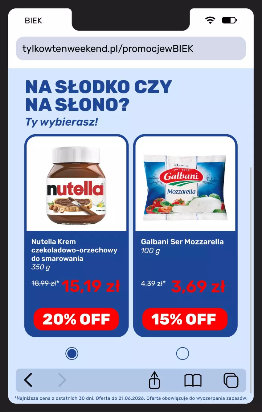 Gazetka promocyjna Biedronka - Gazetka - ważna 19.06 do 26.06.2026 - strona 9 - produkty: Galbani, Mozzarella, Nutella, Ser