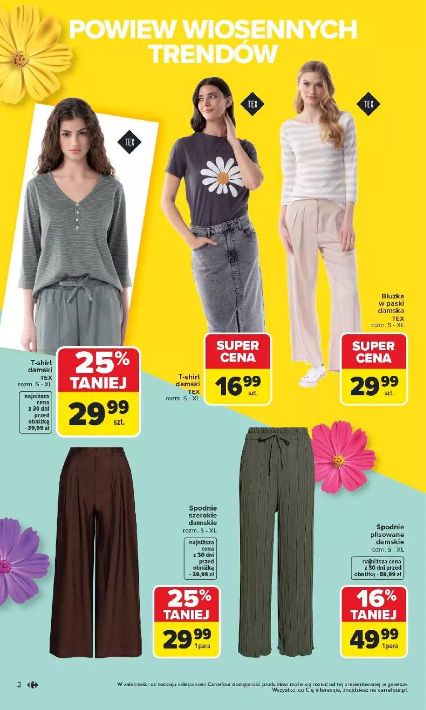 Gazetka promocyjna Carrefour - Gazetka TEX na spotkanie z wiosną - ważna 07.04 do 18.04.2026 - strona 2 - produkty: Spodnie, T-shirt
