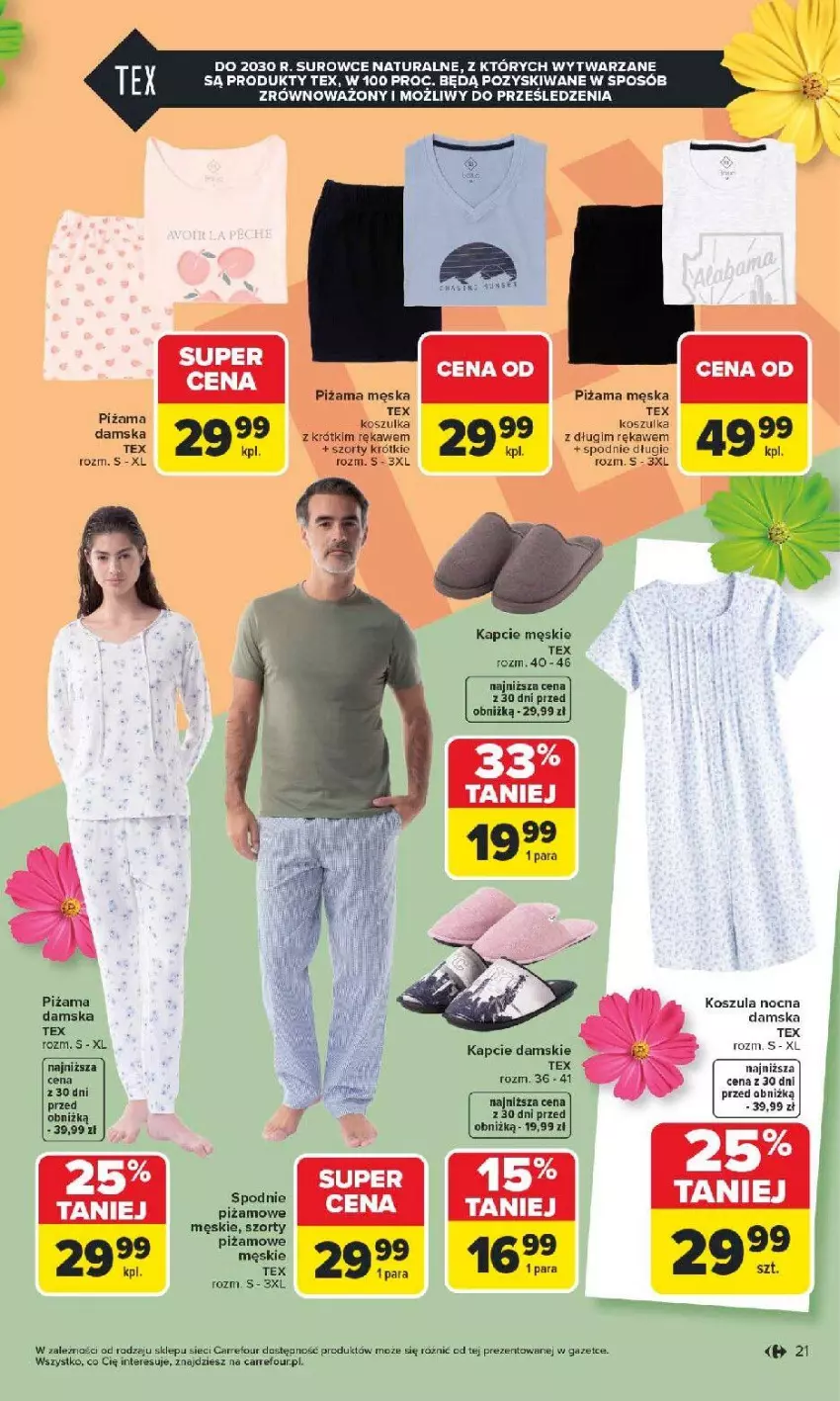 Gazetka promocyjna Carrefour - Gazetka TEX na spotkanie z wiosną - ważna 07.04 do 18.04.2026 - strona 21 - produkty: Kapcie, Kosz, Koszula, Koszula nocna, Koszulka, Piżama, Spodnie, Szorty, Wazon