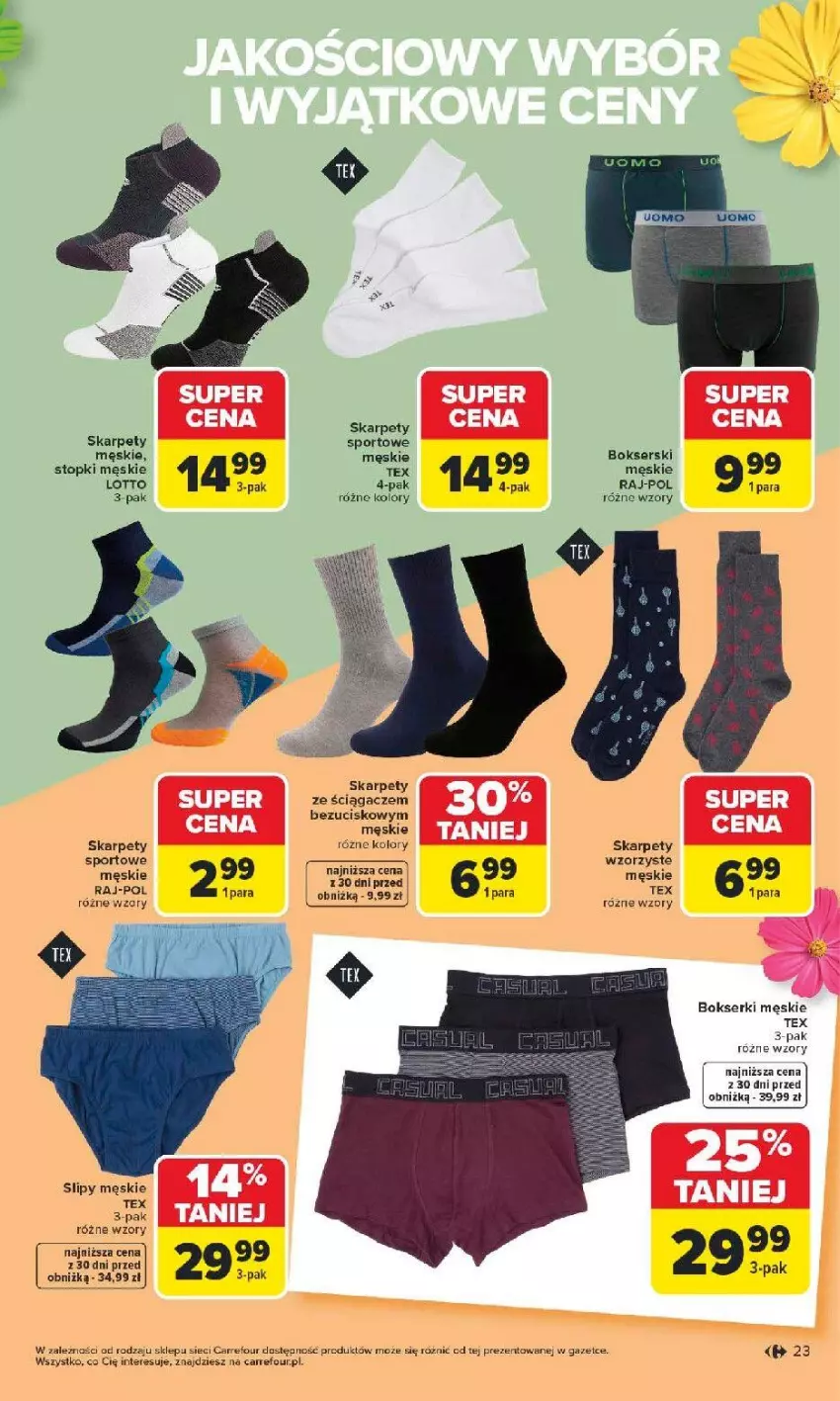 Gazetka promocyjna Carrefour - Gazetka TEX na spotkanie z wiosną - ważna 07.04 do 18.04.2026 - strona 23 - produkty: Bokserki, Karp, Por, Ser, Slipy, Sport, Top