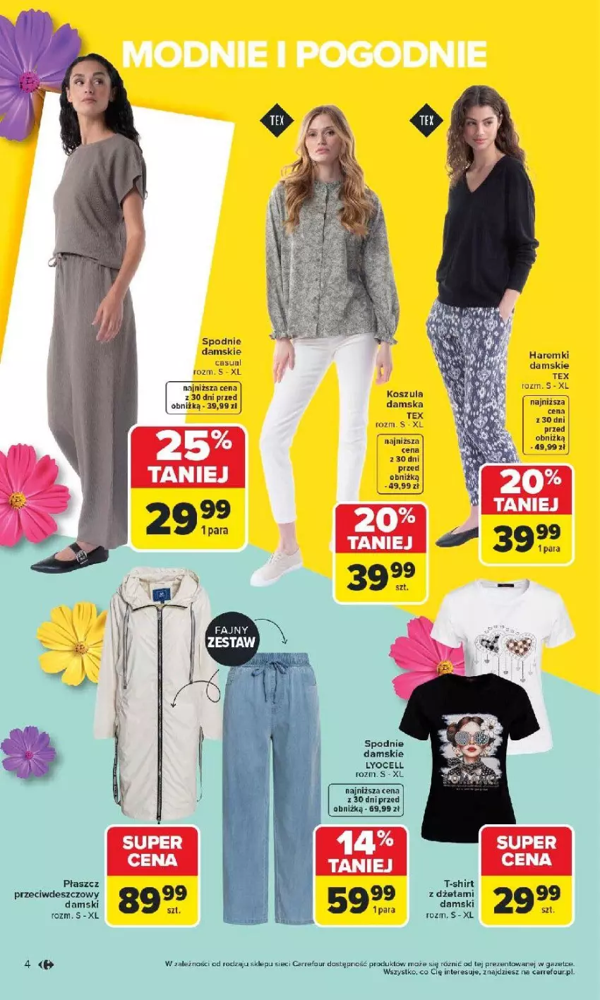 Gazetka promocyjna Carrefour - Gazetka TEX na spotkanie z wiosną - ważna 07.04 do 18.04.2026 - strona 4 - produkty: Kosz, Koszula, Płaszcz, Spodnie, T-shirt