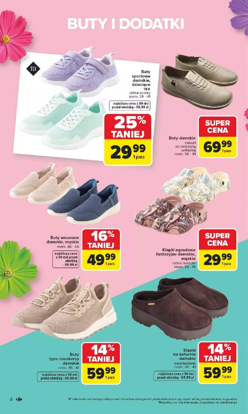 Gazetka promocyjna Carrefour - Gazetka TEX na spotkanie z wiosną - ważna 07.04 do 18.04.2026 - strona 8 - produkty: Buty, Dzieci, Fa, Fanta, Klapki, Por, Sneakersy, Sport