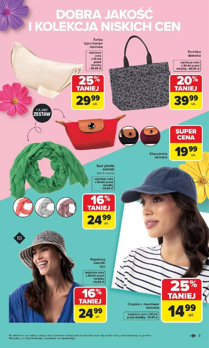 Gazetka promocyjna Carrefour - Gazetka TEX na spotkanie z wiosną - ważna 07.04 do 18.04.2026 - strona 9 - produkty: Czapka, Szal, Torba, Torebka