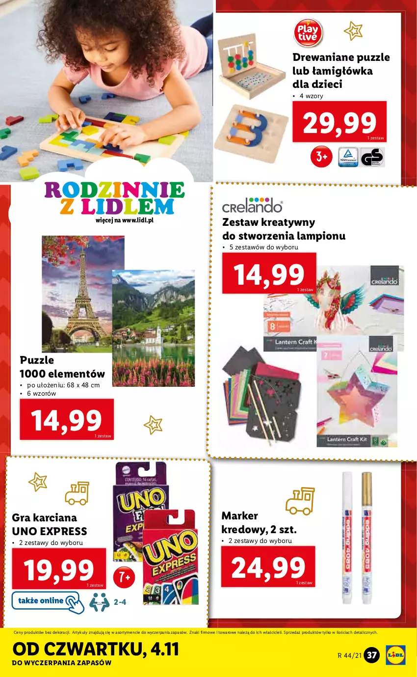 Gazetka promocyjna Lidl - GAZETKA - ważna 02.11 do 07.11.2021 - strona 37 - produkty: Dzieci, Gra, Lampion, Marker, Puzzle