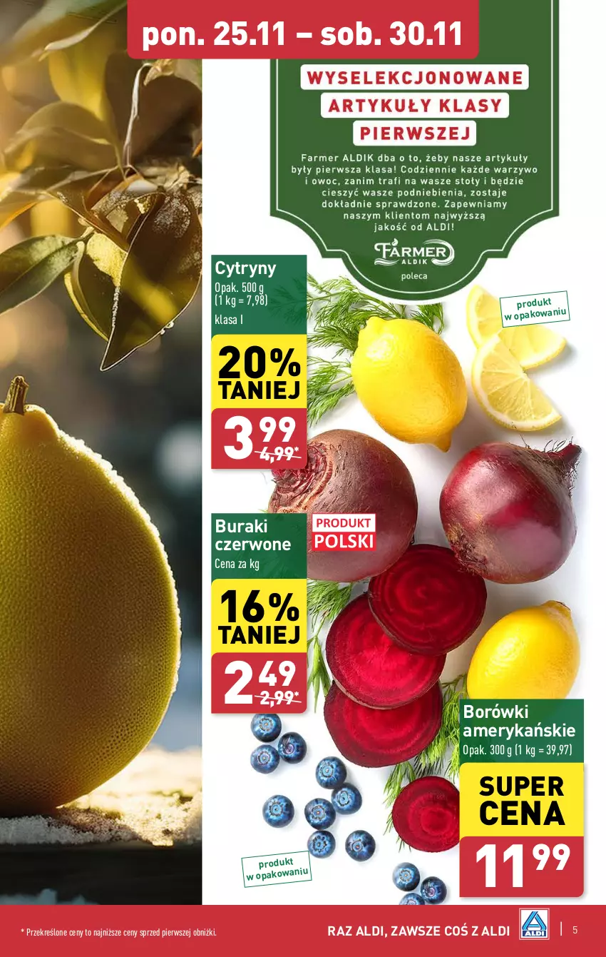 Gazetka promocyjna Aldi - Pełna oferta - ważna 25.11 do 30.11.2024 - strona 5 - produkty: Buraki, Cytryny