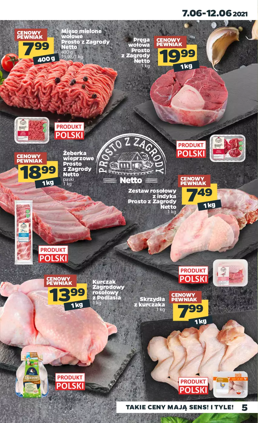 Gazetka promocyjna Netto - Gazetka spożywcza - ważna 07.06 do 12.06.2021 - strona 5 - produkty: Kurczak, Mięso, Mięso mielone, Pręga wołowa