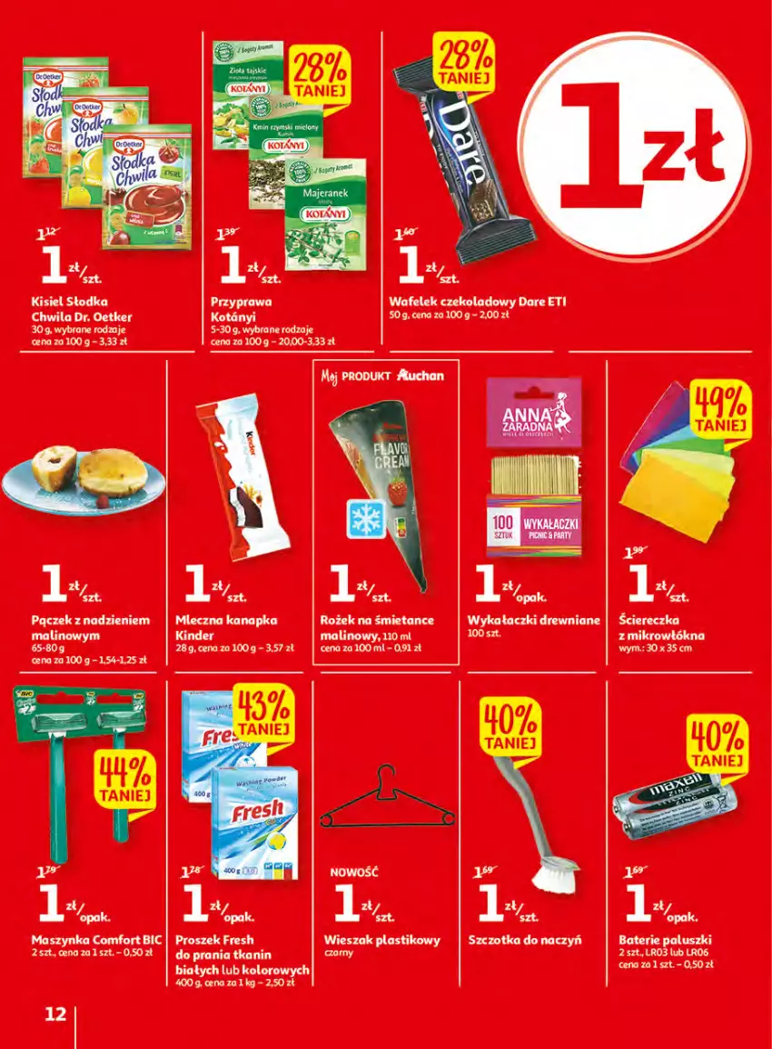 Gazetka promocyjna Auchan - Udane grillowanie jest w cenie Hipermarkety - ważna 19.05 do 28.05.2022 - strona 12 - produkty: BIC, Dr. Oetker, Fa, Kinder, Maszynka, Szczotka, Szynka, Wafelek