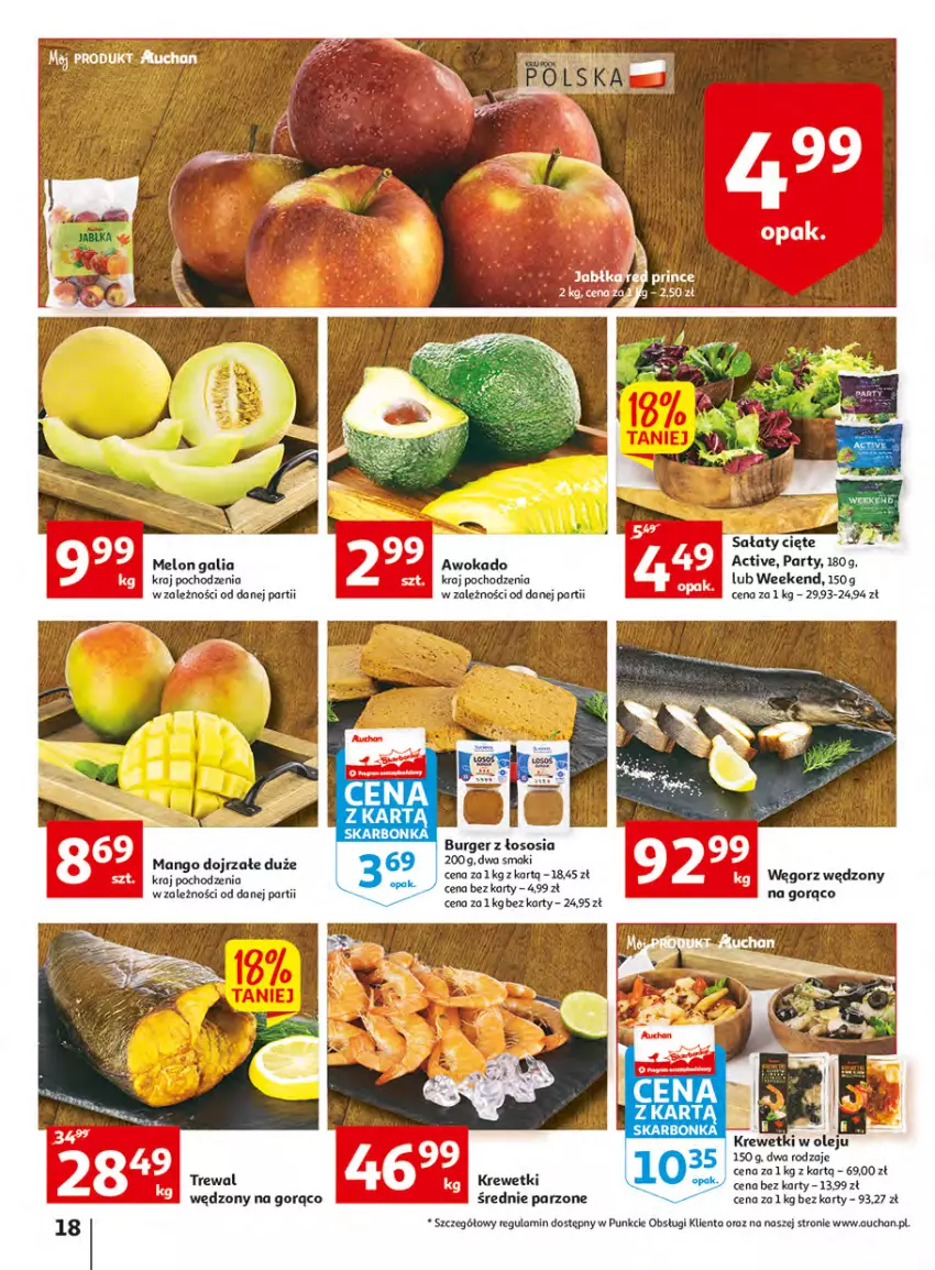 Gazetka promocyjna Auchan - Udane grillowanie jest w cenie Hipermarkety - ważna 19.05 do 28.05.2022 - strona 18 - produkty: Burger, Fa, Krewetki, Mango, Melon, Sałat, Sos