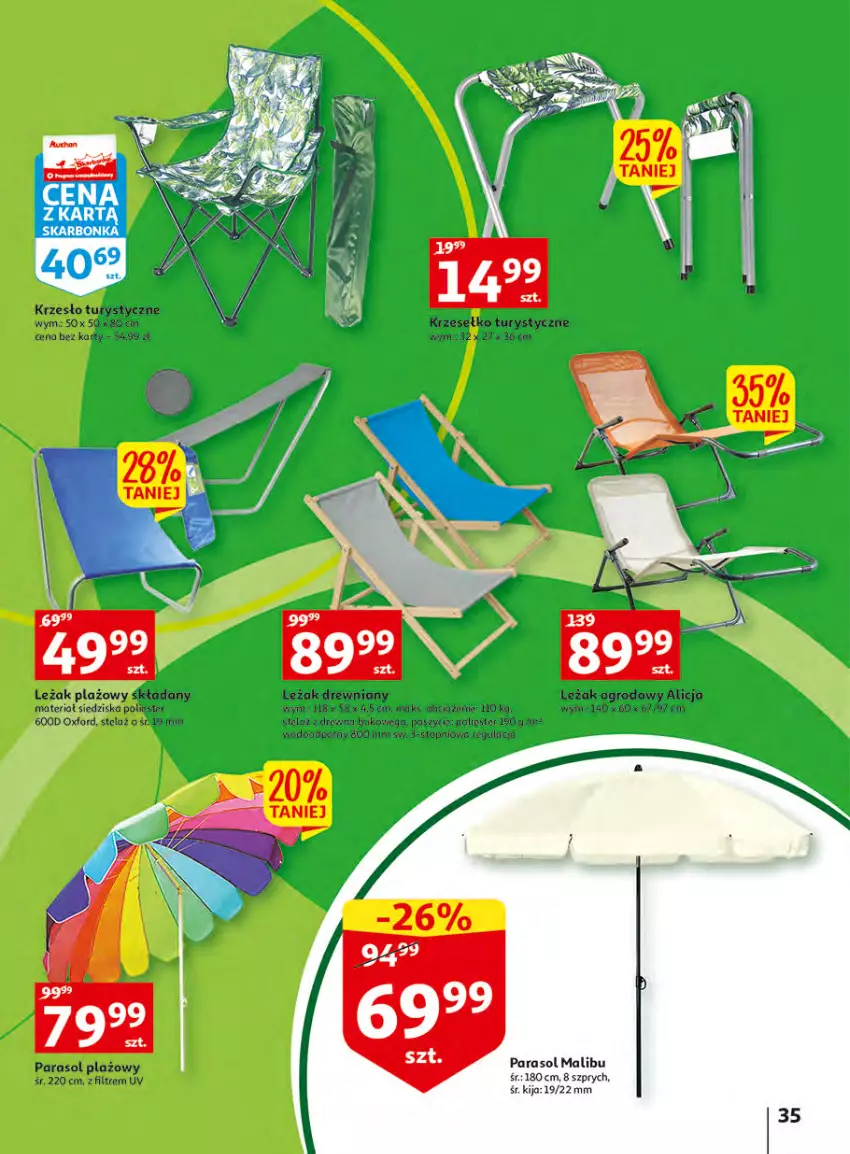 Gazetka promocyjna Auchan - Udane grillowanie jest w cenie Hipermarkety - ważna 19.05 do 28.05.2022 - strona 35 - produkty: Krzesło, LG, Malibu, Parasol