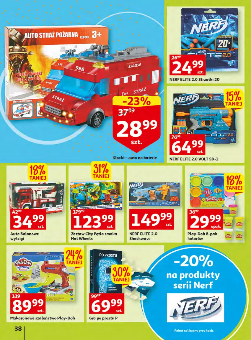 Gazetka promocyjna Auchan - Udane grillowanie jest w cenie Hipermarkety - ważna 19.05 do 28.05.2022 - strona 38 - produkty: Gra, Hot Wheels, Lack, Makaron, Nerf, Play-Doh, Szal