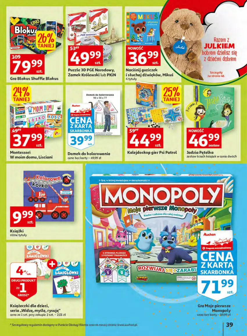 Gazetka promocyjna Auchan - Udane grillowanie jest w cenie Hipermarkety - ważna 19.05 do 28.05.2022 - strona 39 - produkty: Dzieci, Gra, Królewski, Monopoly, Monte, Puzzle, Ser