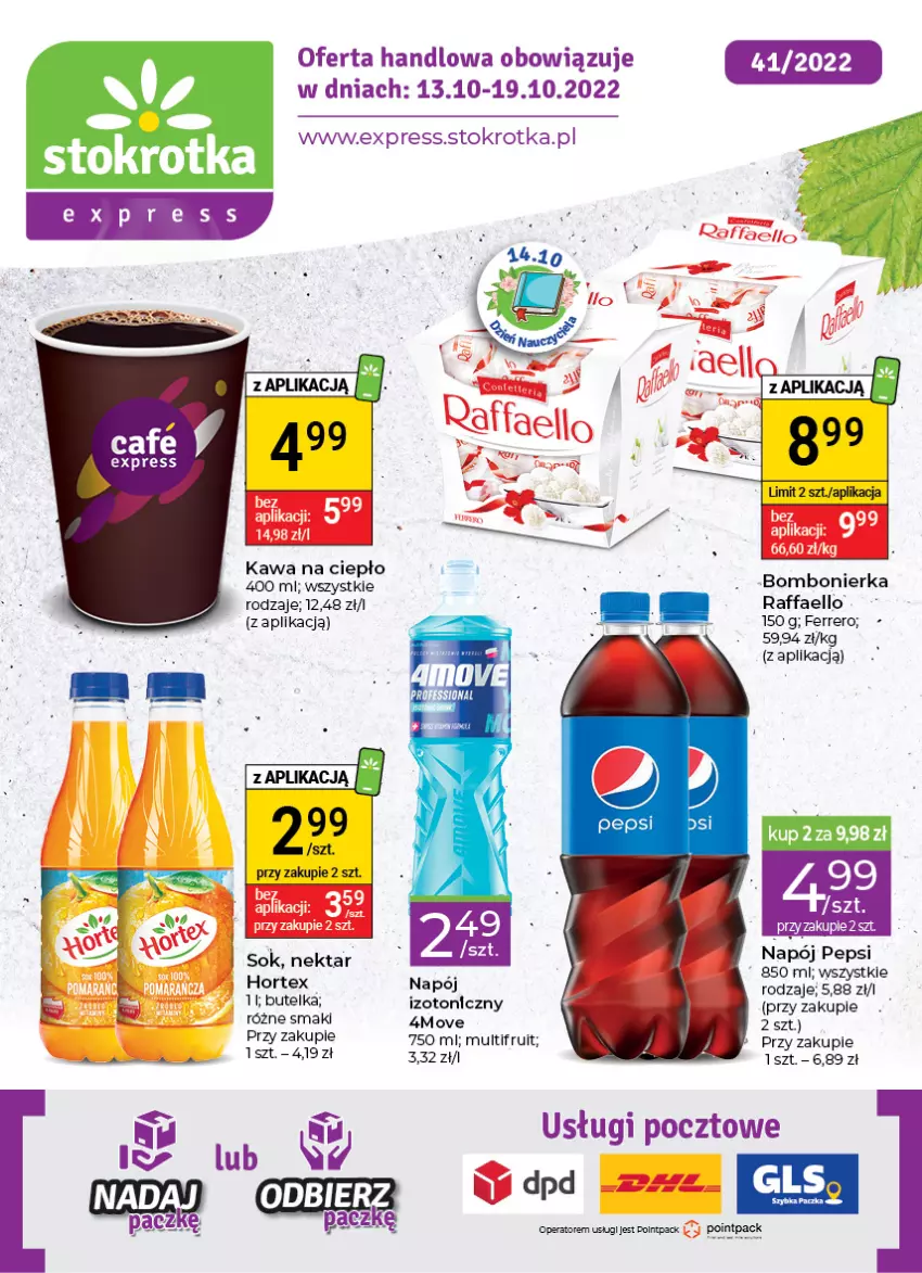 Gazetka promocyjna Stokrotka - Stokrotka Express - ważna 13.10 do 19.10.2022 - strona 1 - produkty: Fa, Ferrero, Hortex, Kawa, Napój, Pepsi, Raffaello