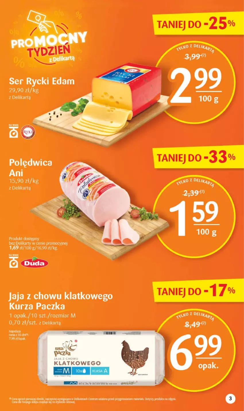 Gazetka promocyjna Delikatesy Centrum - Gazetka DC29 - ważna 27.07 do 02.08.2023 - strona 3 - produkty: Duda, Edam, Jaja, Polędwica, Rum, Rycki Edam, Ser