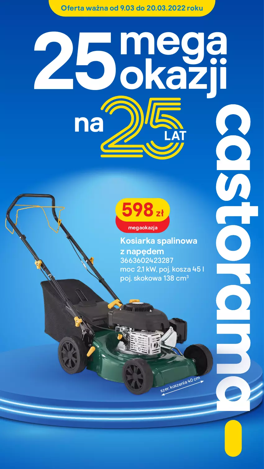 Gazetka promocyjna Castorama - Gazetka Castorama - ważna 09.03 do 20.03.2022 - strona 1 - produkty: Kosiarka, Kosiarka spalinowa z napędem, Kosz, Merci