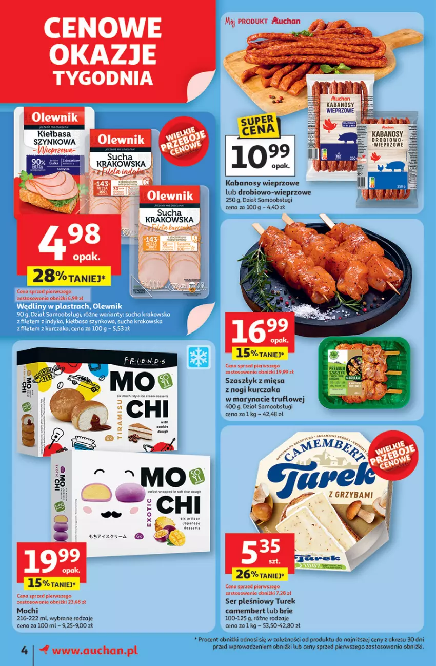 Gazetka promocyjna Auchan - JAK PRAGNĘ LATA Moje Auchan - ważna 20.06 do 25.06.2025 - strona 6 - produkty: Brie, Camembert, Clin, Fa, Kabanos, Kiełbasa, Kiełbasa szynkowa, Kurczak, Olewnik, Ser, Ser pleśniowy