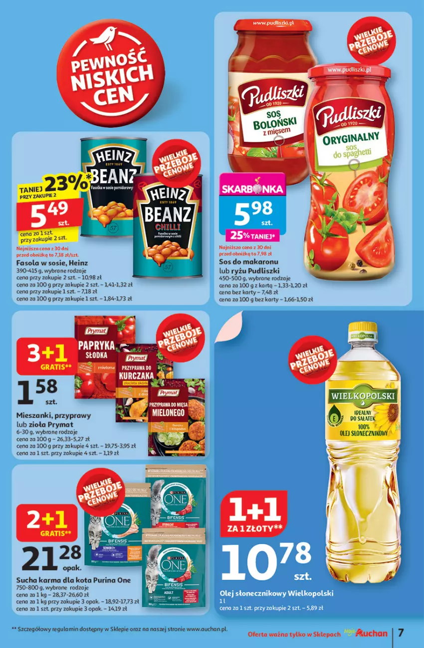 Gazetka promocyjna Auchan - JAK PRAGNĘ LATA Moje Auchan - ważna 20.06 do 25.06.2025 - strona 9 - produkty: Fa, Fasola, Gra, Heinz, Makaron, Papryka, Prymat, Przyprawy, Pudliszki, Pur, Purina, Ryż, Sałat, Sos, Sos do makaronu, Sucha karma