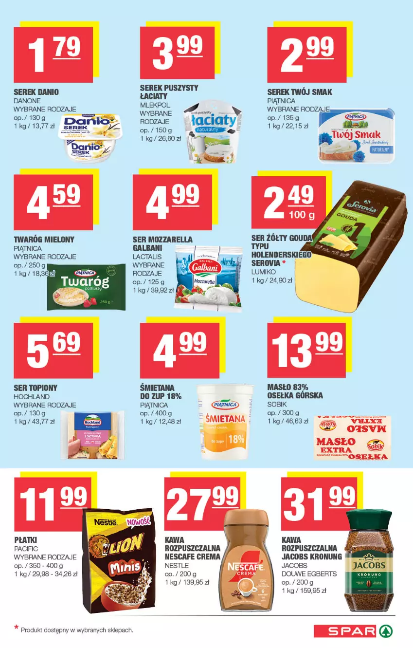 Gazetka promocyjna Spar - Spar - ważna 22.09 do 02.10.2025 - strona 3 - produkty: Cif, Danio, Danone, Galbani, Hochland, Jacobs, Kawa, Masło, Piątnica, Ser, Ser topiony, Serek, Top, Twaróg, Twój Smak