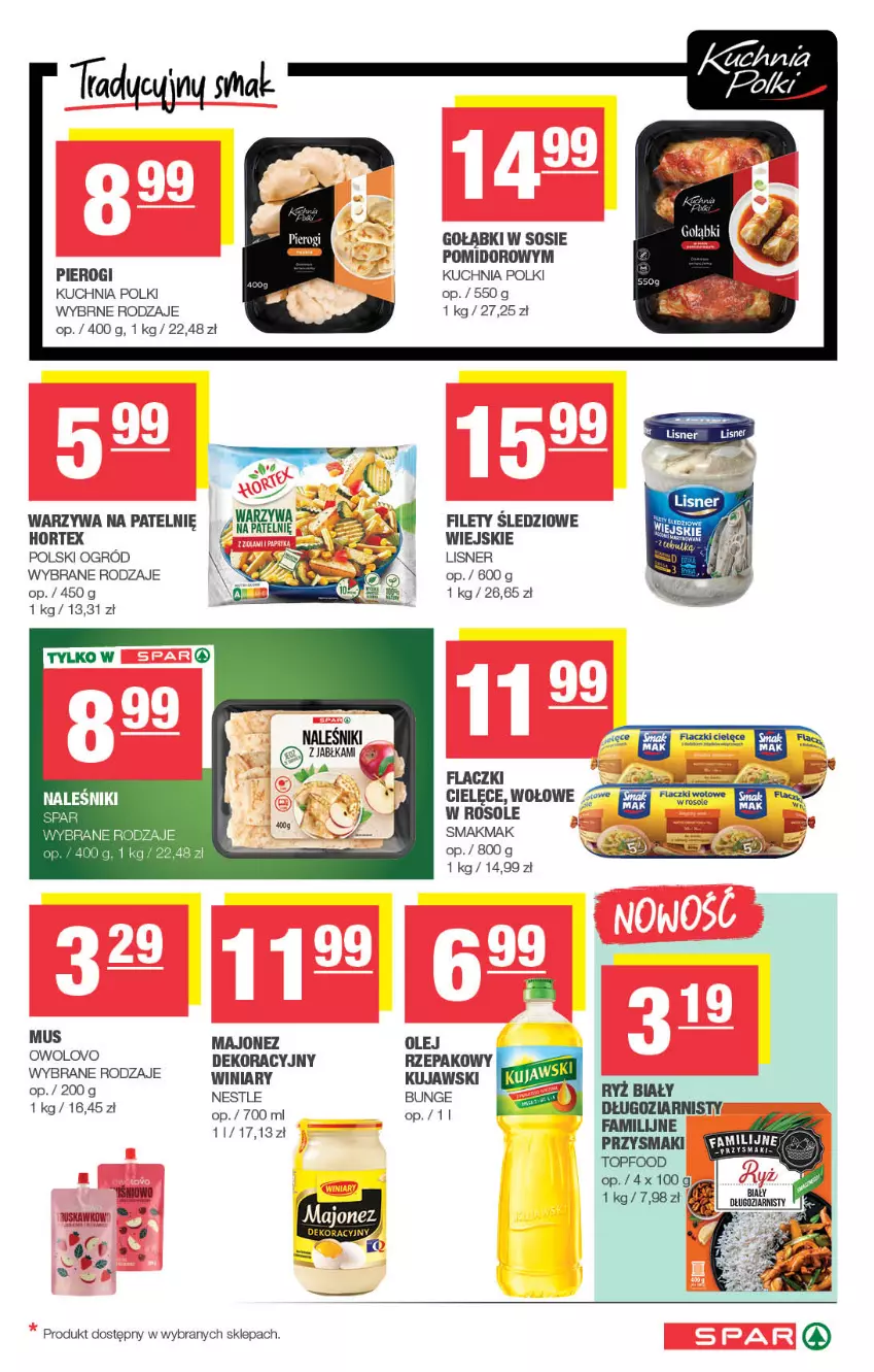Gazetka promocyjna Spar - Spar - ważna 22.09 do 02.10.2025 - strona 5 - produkty: Fa, Hortex, Kuchnia, Kujawski, Lisner, Majonez, Mus, Ogród, Olej, Olej rzepakowy, Pierogi, Przysmaki, Ryż, Ryż biały, Sos, Top, Warzywa, Winiary