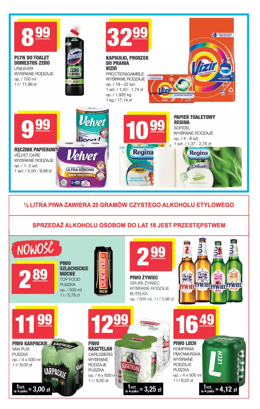 Gazetka promocyjna Spar - Spar - ważna 22.09 do 02.10.2025 - strona 7 - produkty: Carlsberg, Domestos, Gin, Karp, Kasztelan, Papier, Papier toaletowy, Piwo, Pur, Ręcznik, Rower, Top, Velvet, Vizir