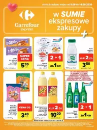 Gazetka promocyjna Carrefour - Gazetka Express w SUMIE ekspresowe zakupy - Gazetka - ważna od 14.09 do 14.09.2026 - strona 2 - produkty: Piwa, Piwo, Puf, Jogurt, Beskidzki, Sejf, Schweppes, Napój gazowany, Eclat, Precelki, Napój, Kefir, Krakersy, Psi Patrol, Milka, Lech Premium, Fa