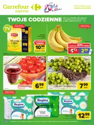 Gazetka promocyjna Carrefour - Gazetka Express - Gazetka - ważna od 14.02 do 14.02.2022 - strona 1 - produkty: Banany, Gin, Papier, Kosz, Papier toaletowy, Winogrona, Lipton, Wino, Herbata, Pomidory