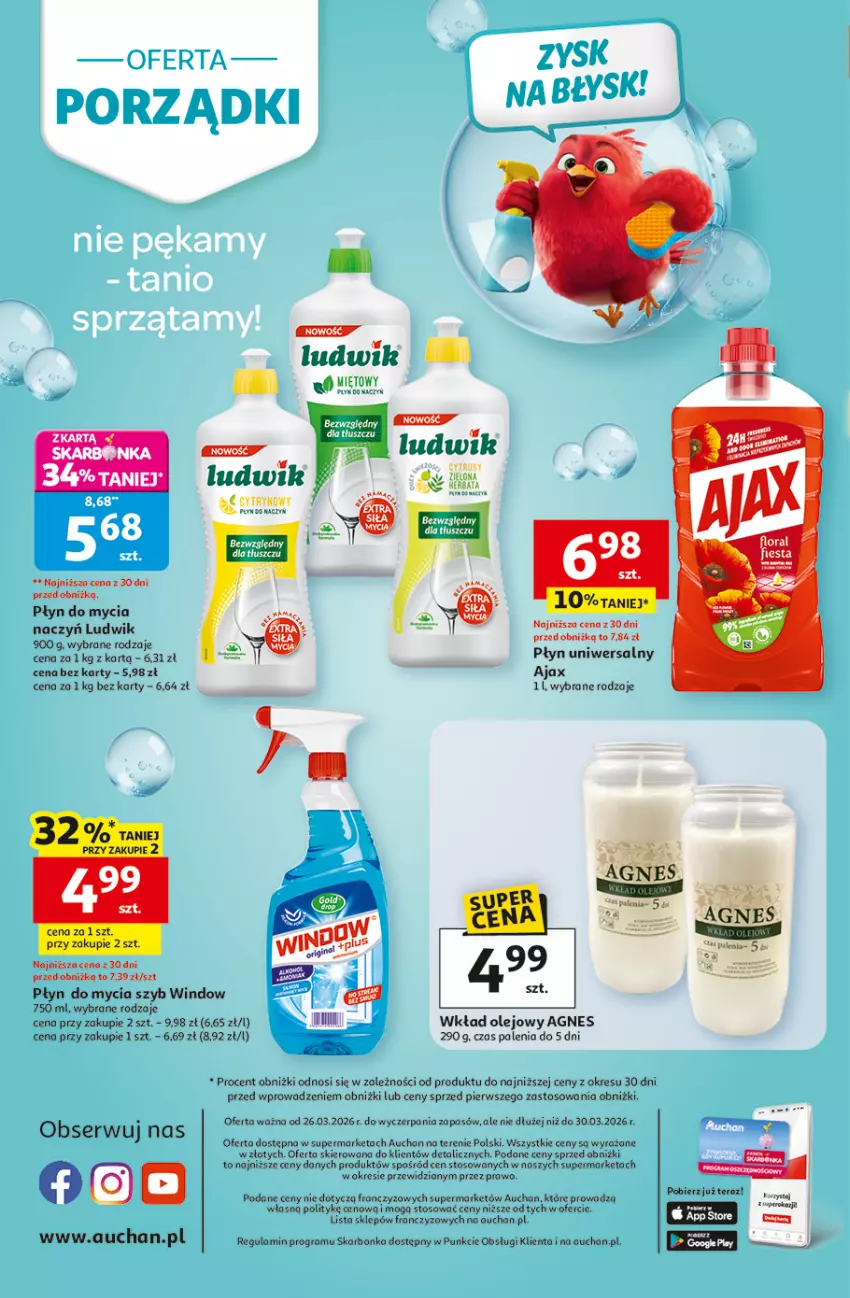 Gazetka promocyjna Auchan - 30 Lat Supermarket - ważna 26.03 do 30.03.2026 - strona 8 - produkty: Ajax, Do mycia naczyń, Gra, Ludwik, Olej, Płyn do mycia, Płyn do mycia naczyń, Ser, Tera, Wkład olejowy