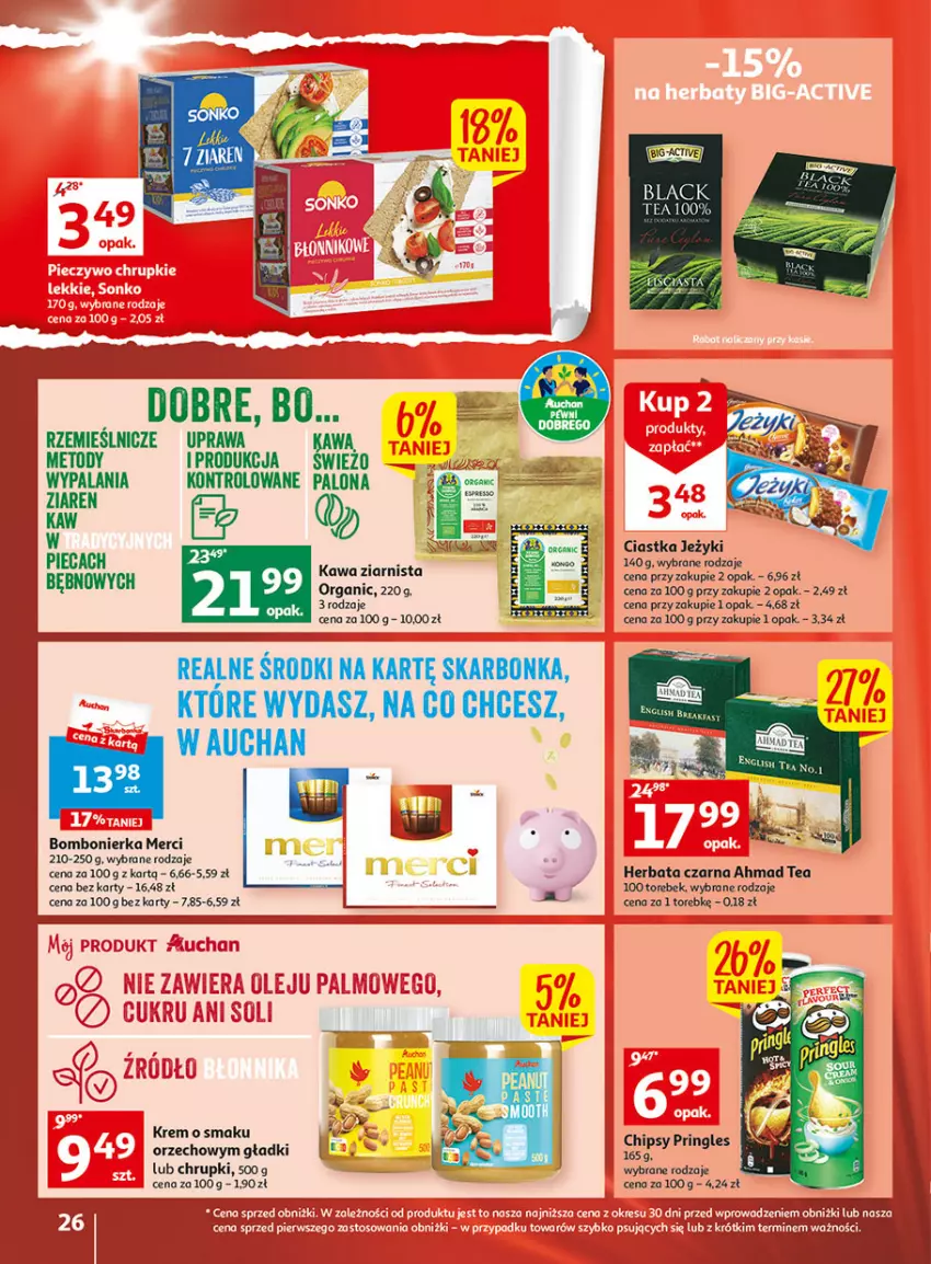 Gazetka promocyjna Auchan - Gazetka Wielkie majowe odkrycia cenowe część #2 Hipermarket Auchan - ważna 04.05 do 10.05.2023 - strona 26 - produkty: Chrupki, Ciastka, Herbata, Herbata czarna, Jeżyki, Kawa, Lack, Merci