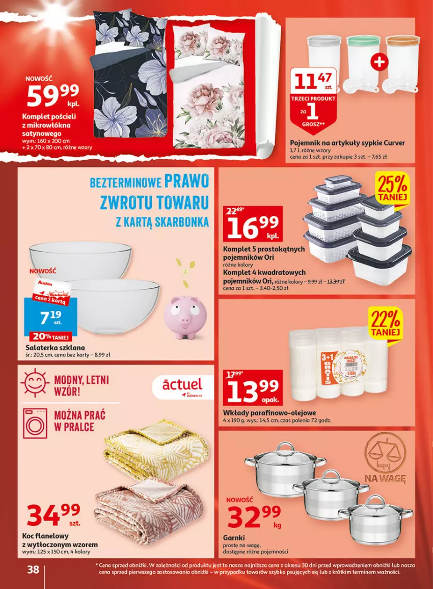 Gazetka promocyjna Auchan - Gazetka Wielkie majowe odkrycia cenowe część #2 Hipermarket Auchan - ważna 04.05 do 10.05.2023 - strona 38 - produkty: Fa, Koc, LANA, Olej, Pojemnik, Salaterka